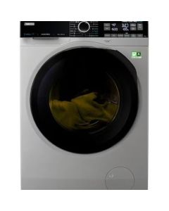 غسالة زانوسيProSteam 10 كجم تحميل أمامي باللون الفضي والأسود.